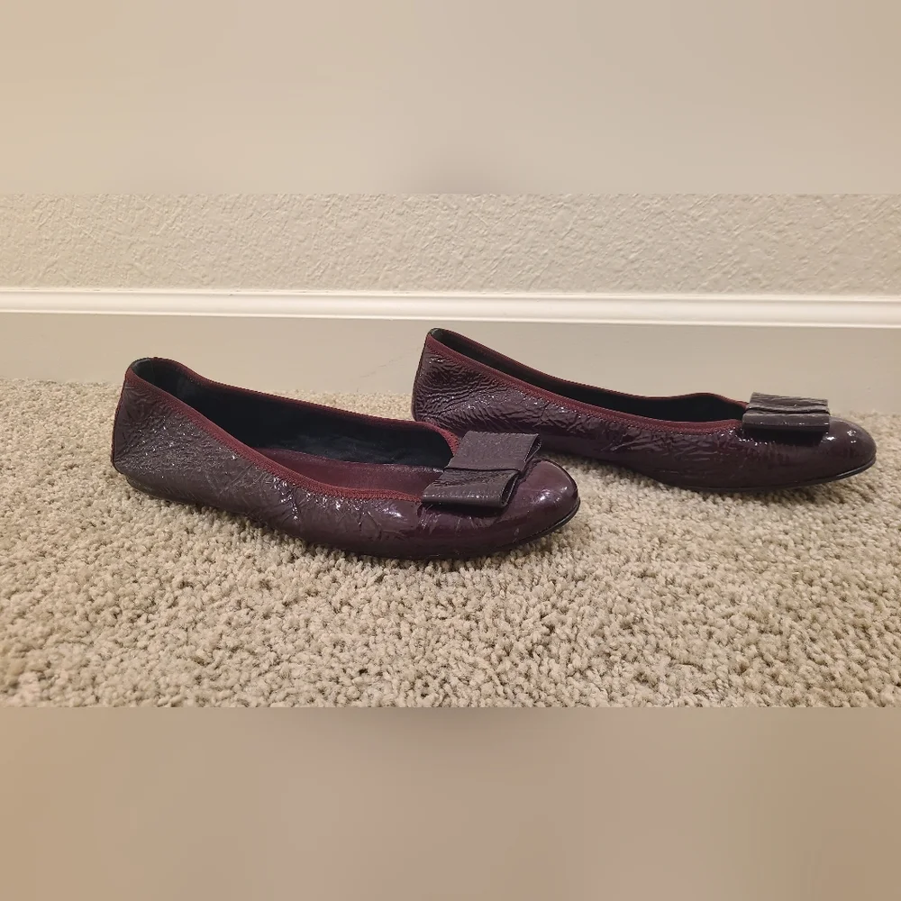 French sole fs/ny patent burgundy ballet flats 7.5 - Picture 4 of 8